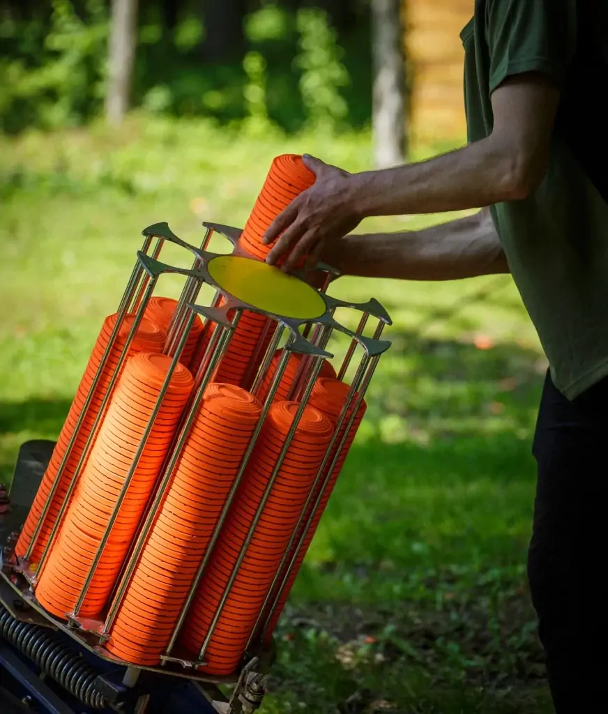Clay trap being loaded